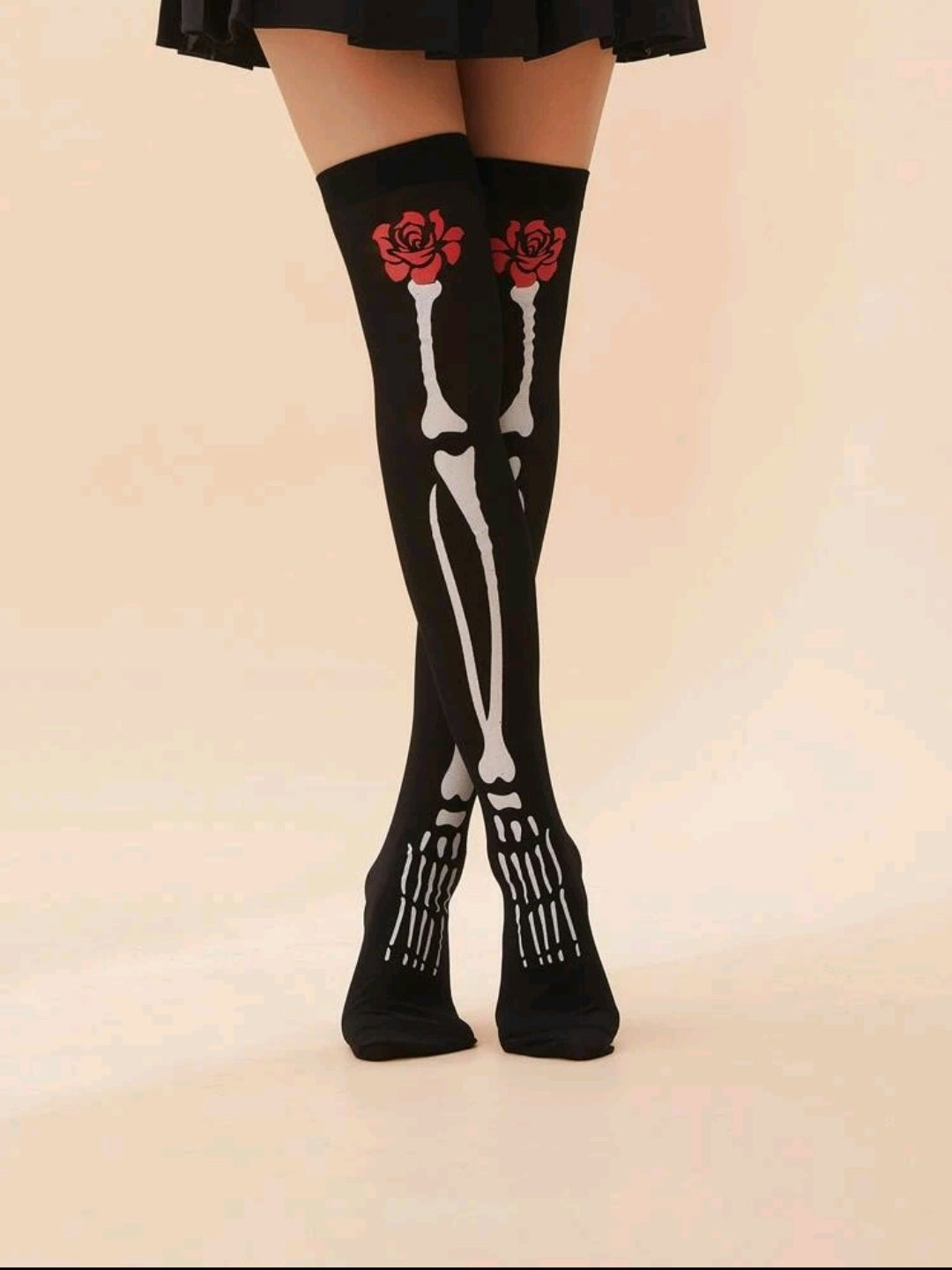 Flower Pattern Over The Knee Socks