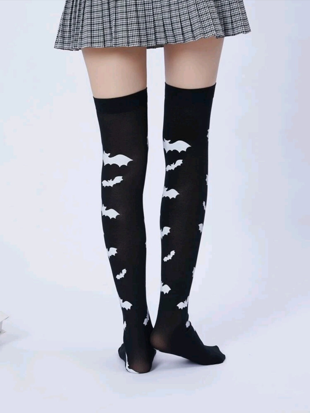 Bat Print Over The Knee Socks