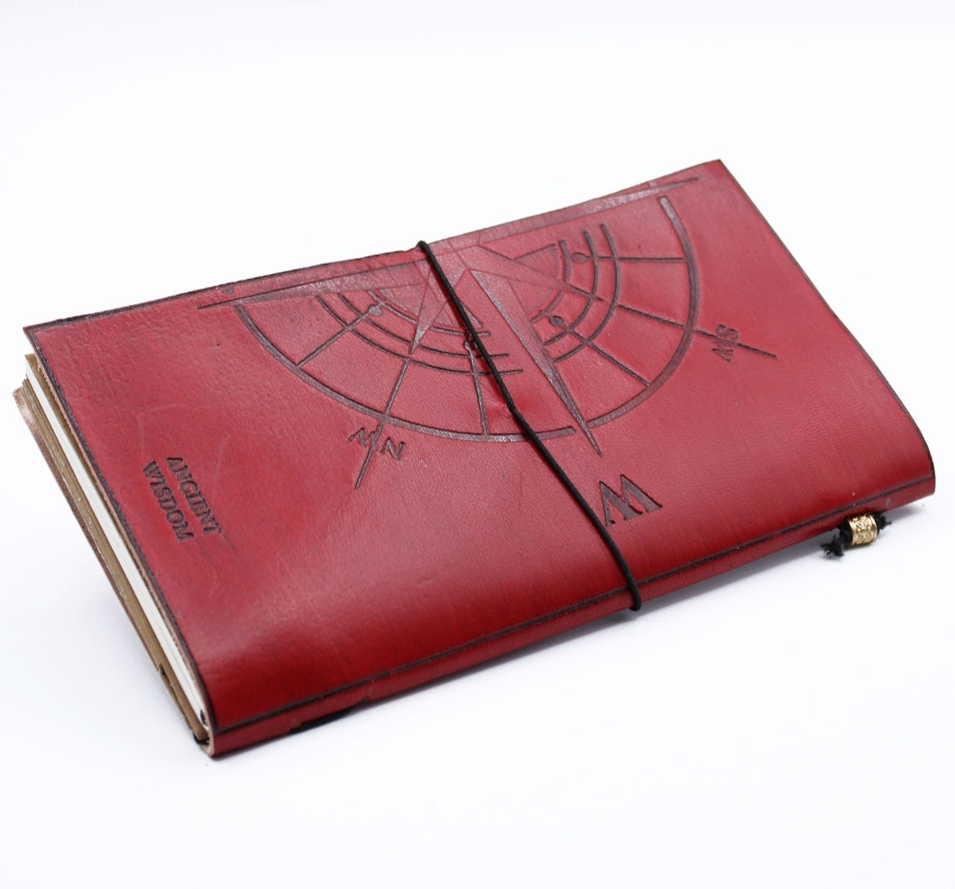 Handmade Leather Journal- The Adventure Begins - Red - (80 pages)