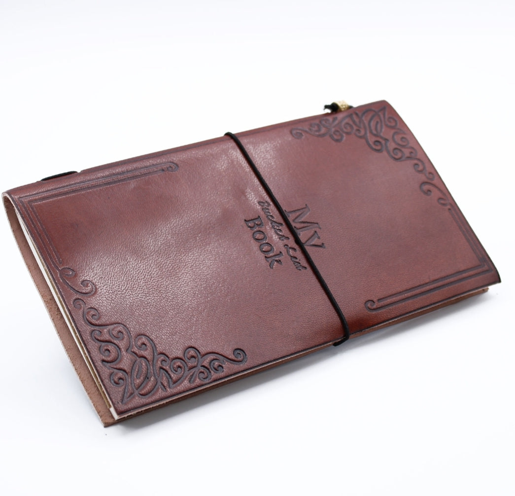 Handmade Leather Journal - My Bucket List Book - Brown (80 pages)