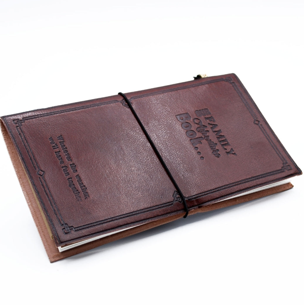 Handmade Leather Journal - Our Family Adventure Book - Brown (80 pages)