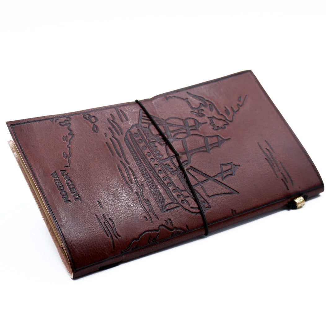 Handmade Leather Journal - Our Family Adventure Book - Brown (80 pages)