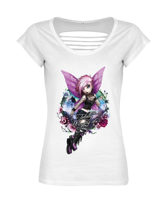 Hexxie Violet Totally Winging It White Razor Back T-Shirt