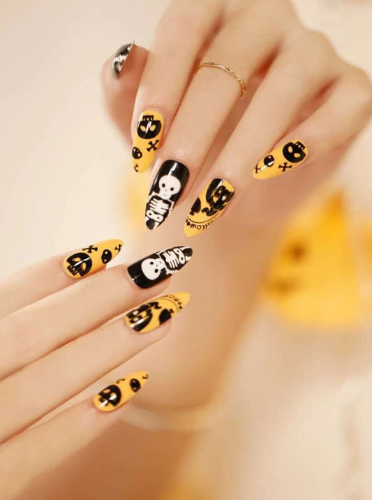 24pcs Halloween Cartoon Fake Nails & 1sheet Tape & 1pc Nail File