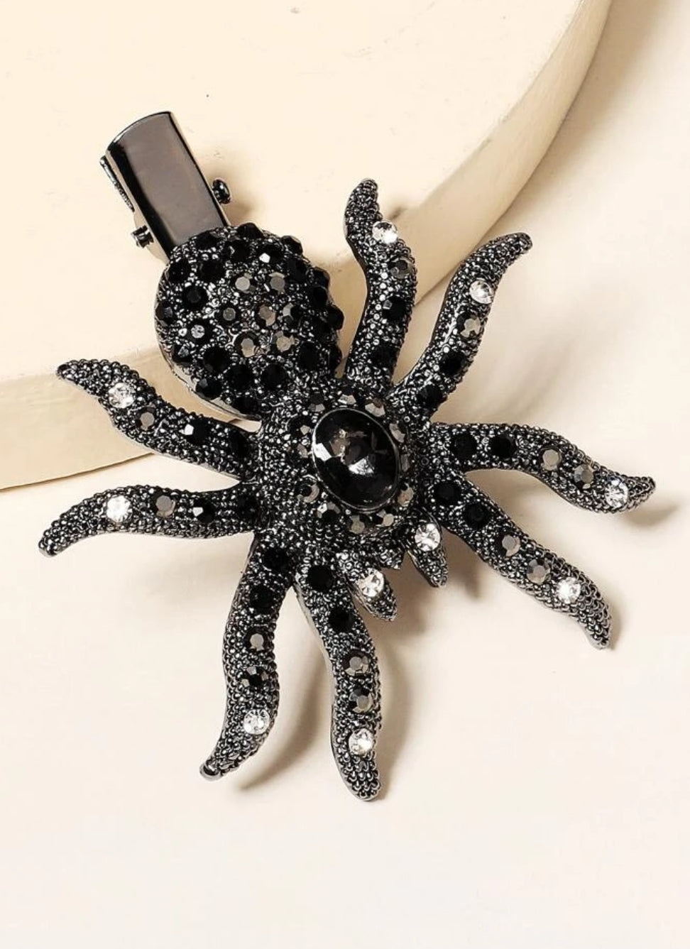 Halloween Rhinestone Spider Decor Hair Clip