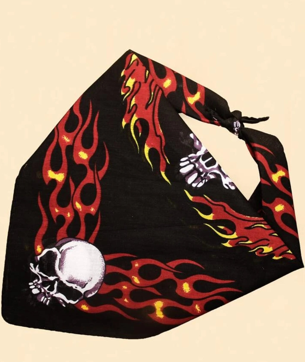 Skull & Flame Print Bandana