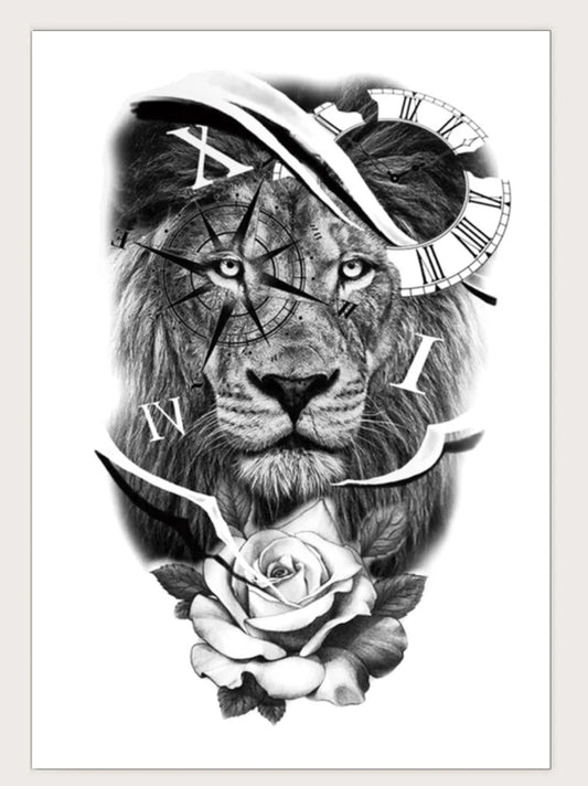 1sheet Lion Pattern Tattoo Sticker