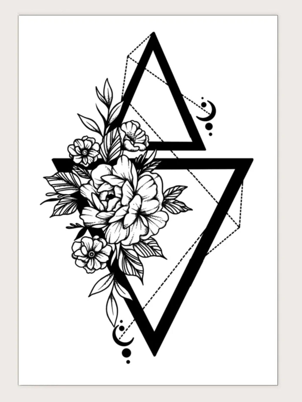1sheet Flower & Triangle Pattern Tattoo Sticker