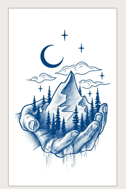 1sheet Moon & Mountain Tattoo Sticker