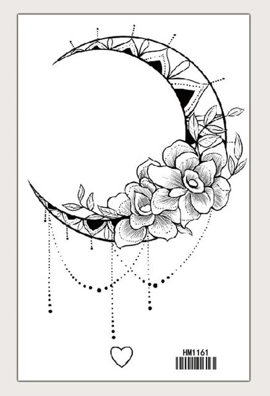 Flower & Moon Pattern Tattoo Sticker