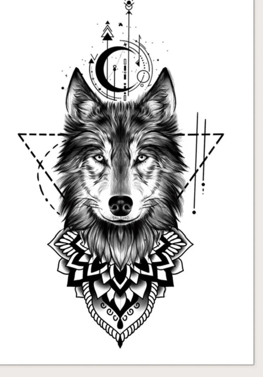 1sheet Wolf Pattern Tattoo Sticker