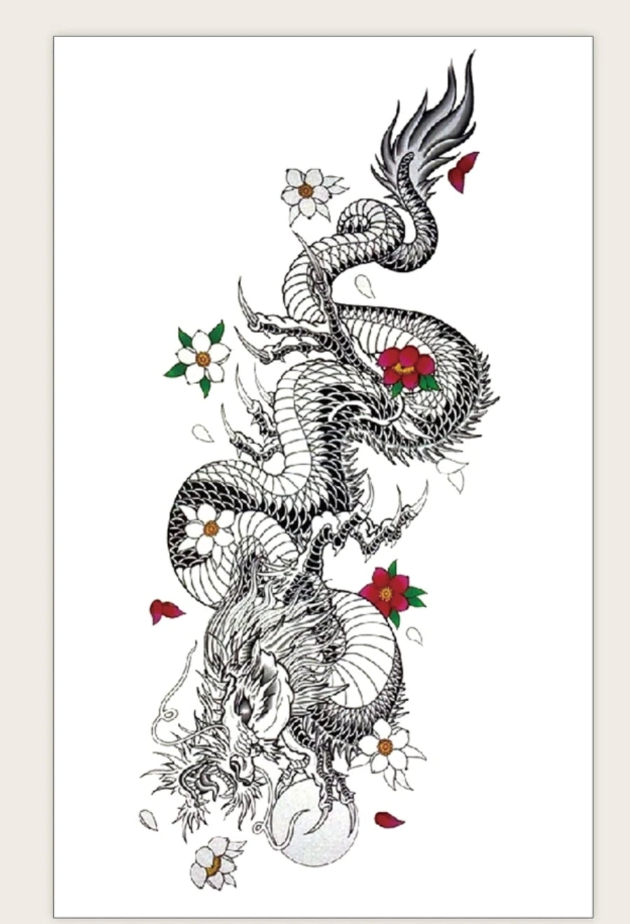 1sheet Chinese Dragon Tattoo Sticker