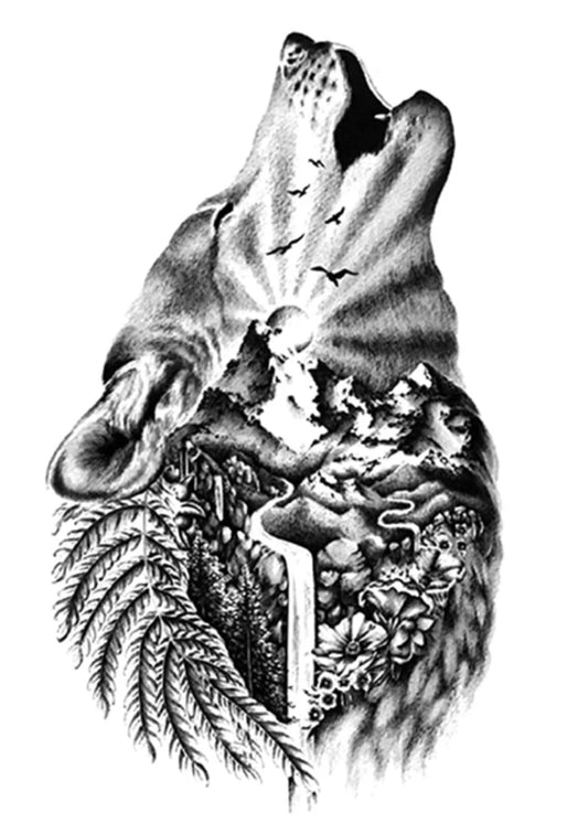 Wolf Pattern Tattoo Sticker