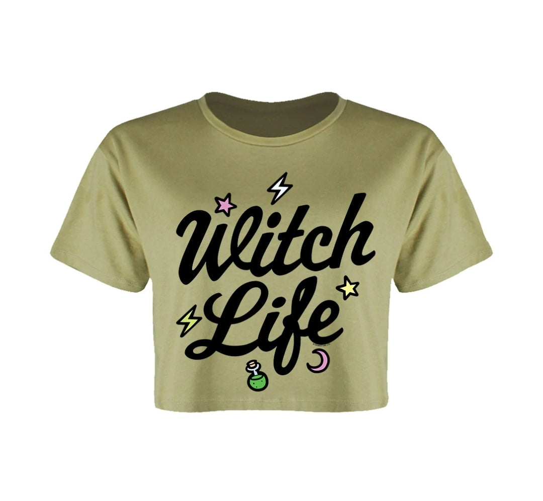 Witch Life Sage Green Boxy Crop Top