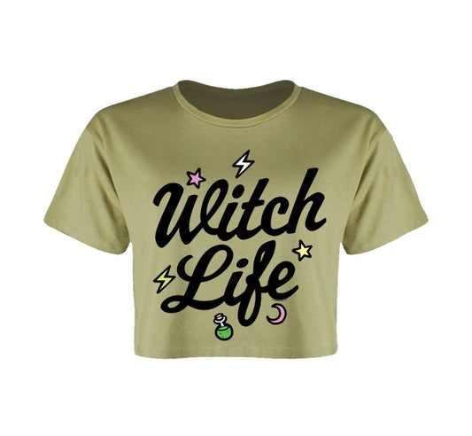 Witch Life Sage Green Boxy Crop Top