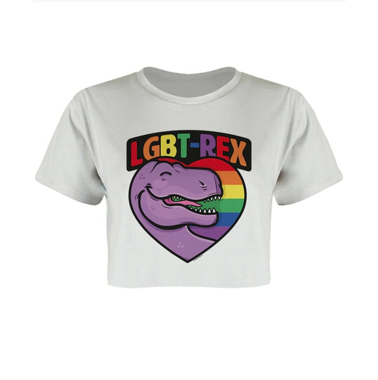 LGBT-Rex White Boxy Crop Top