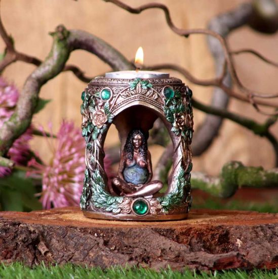 Bronze Mother Earth Tea Light Holder