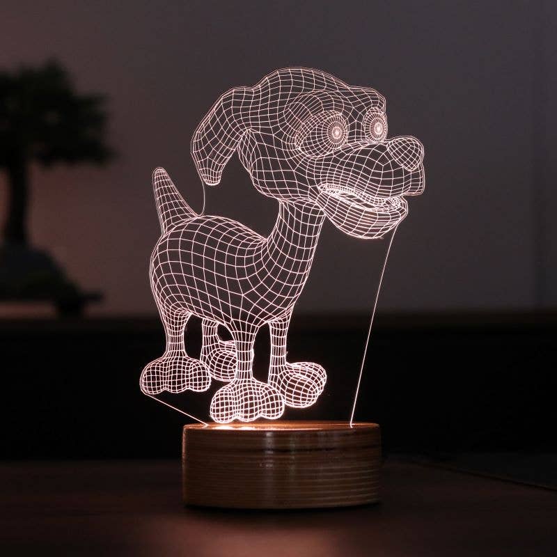 3D Cute Little Dog Lamp | Wood