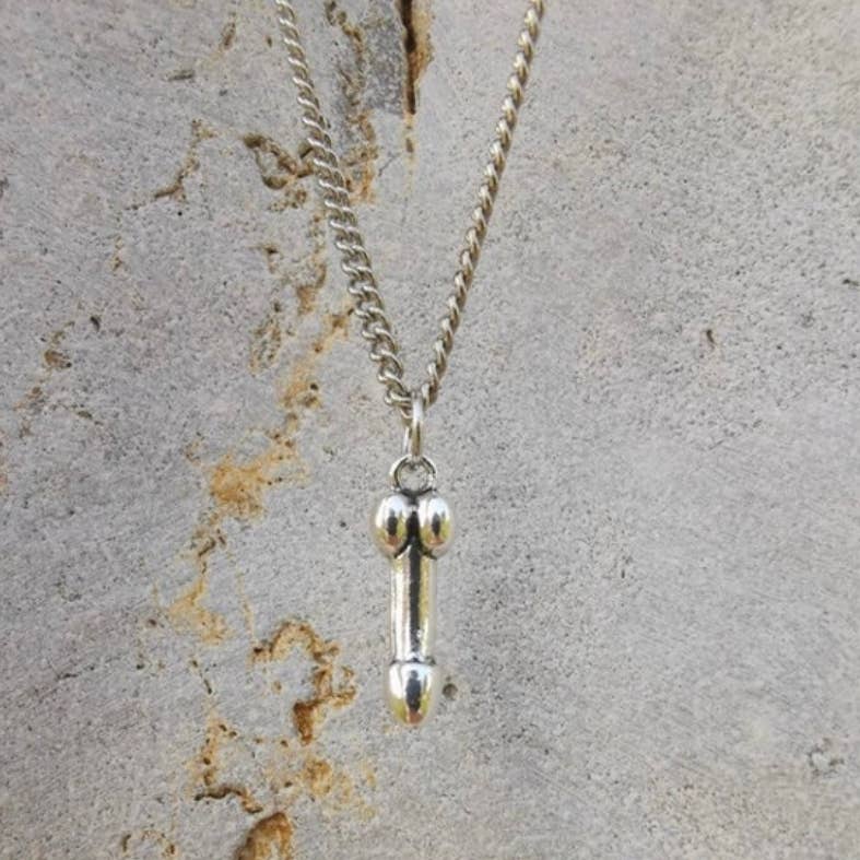 Penis Necklace 50cm silver tone chain