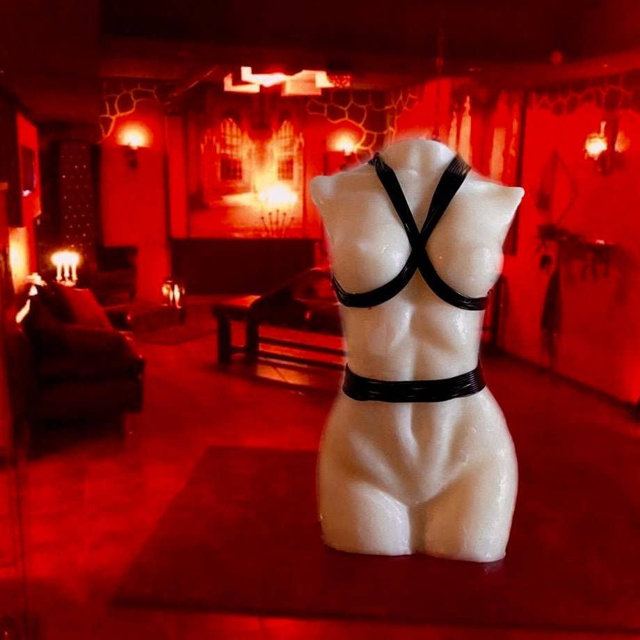 Fetish body candle, harness