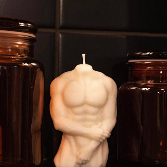Shy Male Body Candles, torso candle,