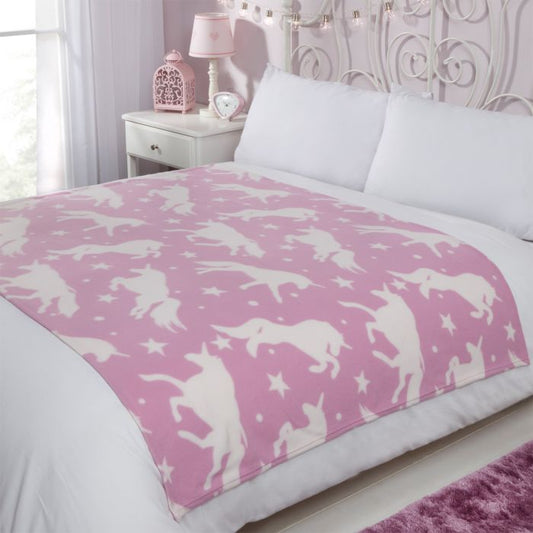 A. F. U 🇺🇦Dreamscene Fleece Blanket 120x150cm - Unicorn Pink