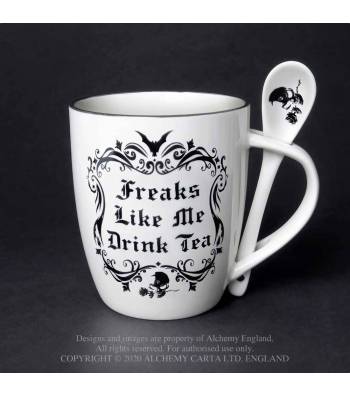 Freaks Like Me Drink Tea: Mug and Spoon Set