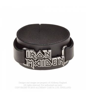 Iron Maiden: logo Leather Wriststrap